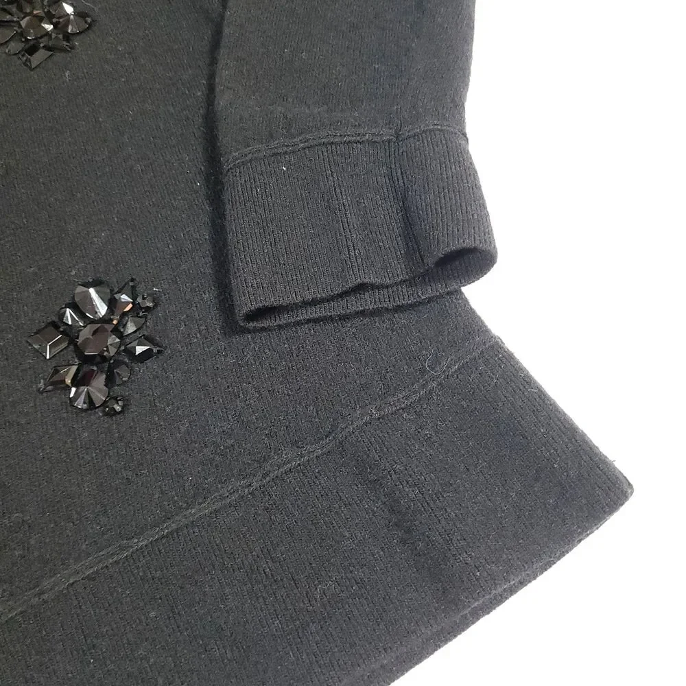 Wool jewel Beaded Sweater Kate Spade M Black Live Colorfully Holiday Career Wear